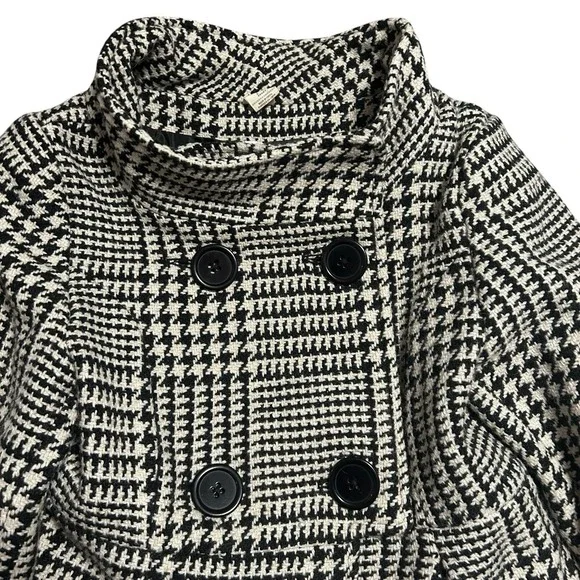 Nick & Mo Black White Houndstooth Peacoat Jacket Women's Medium Double Breasted - Picture 16 of 16